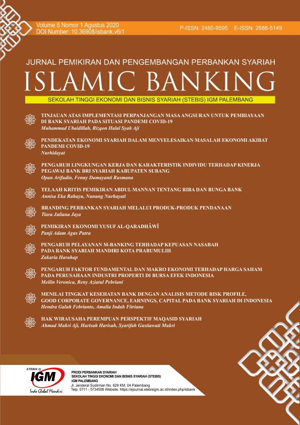Cover Jurnal Islamic Banking Volume 6 No 1 Agustus 2020
